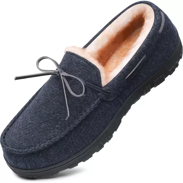 imageMIXIN Mens Slippers Indoor Outdoor Memory Foam House Shoes AntiSlip Moccasins Slippers for MenNavy