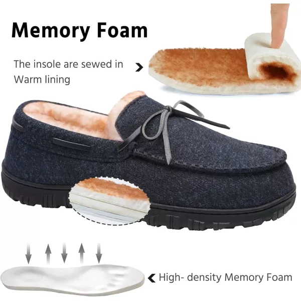 imageMIXIN Mens Slippers Indoor Outdoor Memory Foam House Shoes AntiSlip Moccasins Slippers for MenNavy