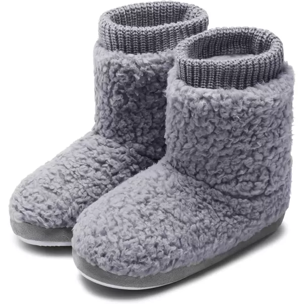 imageMIXIN Womens Comfort Warm Faux Fleece Fuzzy Ankle Bootie Slippers Plush Lining Slipon House Shoes AntiSlip Sole IndoorOutdoorAsh Grey