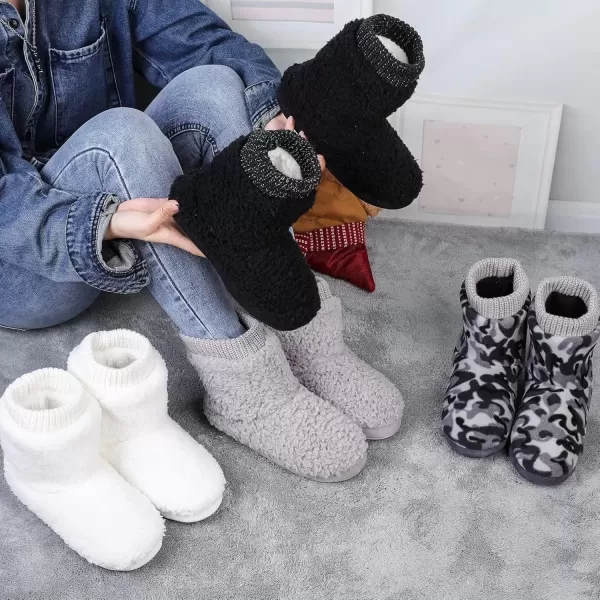 imageMIXIN Womens Comfort Warm Faux Fleece Fuzzy Ankle Bootie Slippers Plush Lining Slipon House Shoes AntiSlip Sole IndoorOutdoorAsh Grey