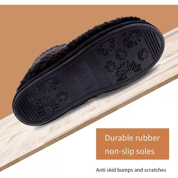 imageMIXIN Womens Comfort Warm Faux Fleece Fuzzy Ankle Bootie Slippers Plush Lining Slipon House Shoes AntiSlip Sole IndoorOutdoorBlack