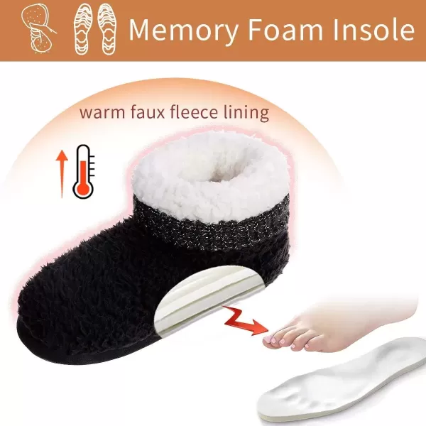 imageMIXIN Womens Comfort Warm Faux Fleece Fuzzy Ankle Bootie Slippers Plush Lining Slipon House Shoes AntiSlip Sole IndoorOutdoorBlack