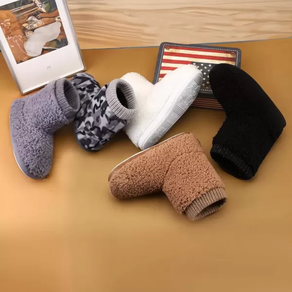 imageMIXIN Womens Comfort Warm Faux Fleece Fuzzy Ankle Bootie Slippers Plush Lining Slipon House Shoes AntiSlip Sole IndoorOutdoorBrown