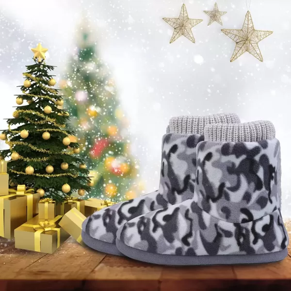imageMIXIN Womens Comfort Warm Faux Fleece Fuzzy Ankle Bootie Slippers Plush Lining Slipon House Shoes AntiSlip Sole IndoorOutdoorCamo