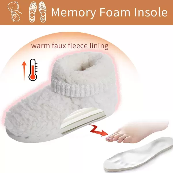 imageMIXIN Womens Comfort Warm Faux Fleece Fuzzy Ankle Bootie Slippers Plush Lining Slipon House Shoes AntiSlip Sole IndoorOutdoorWhite