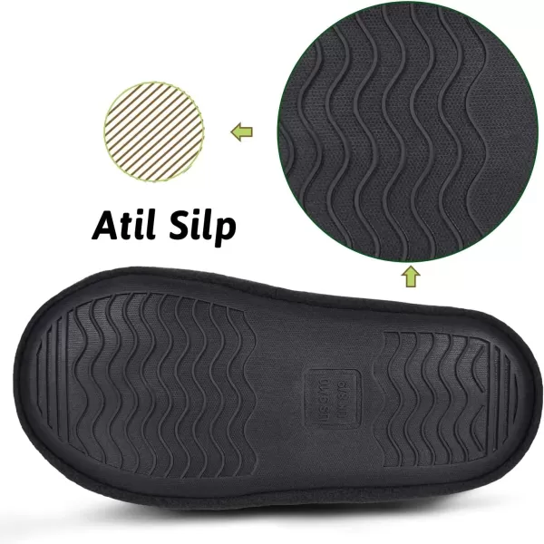 imageMIXIN LittleBig Kid Boys Slippers House Shoes Indoor Outdoor with Anti Slip SoleBlack