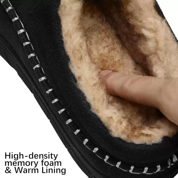 imageMIXIN Mens Slippers Indoor Outdoor Memory Foam Warm Fuzzy Fluffy Comfy House Shoes AntiSlip Moccasin SlippersBlack Padded