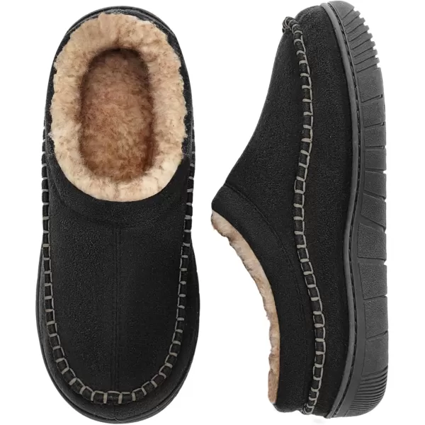 imageMIXIN Mens Slippers Indoor Outdoor Memory Foam Warm Fuzzy Fluffy Comfy House Shoes AntiSlip Moccasin SlippersBlack Padded