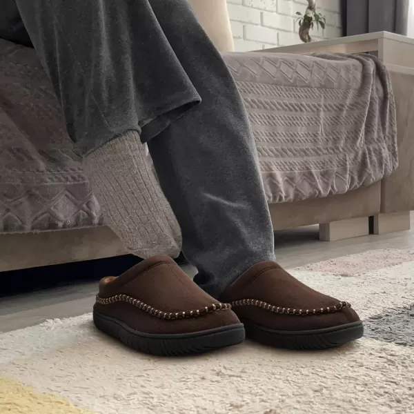 imageMIXIN Mens Slippers Indoor Outdoor Memory Foam Warm Fuzzy Fluffy Comfy House Shoes AntiSlip Moccasin SlippersBrown