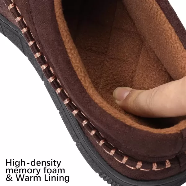 imageMIXIN Mens Slippers Indoor Outdoor Memory Foam Warm Fuzzy Fluffy Comfy House Shoes AntiSlip Moccasin SlippersBrown