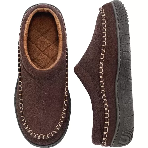 imageMIXIN Mens Slippers Indoor Outdoor Memory Foam Warm Fuzzy Fluffy Comfy House Shoes AntiSlip Moccasin SlippersBrown