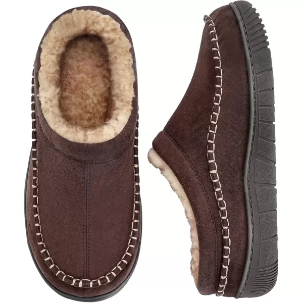 imageMIXIN Mens Slippers Indoor Outdoor Memory Foam Warm Fuzzy Fluffy Comfy House Shoes AntiSlip Moccasin SlippersBrown Padded