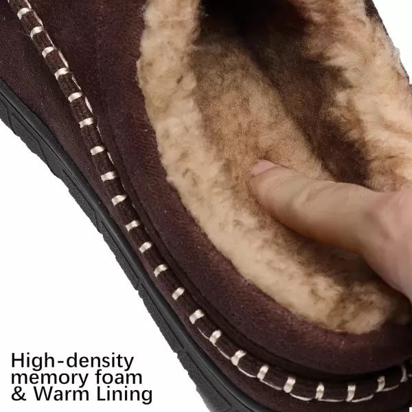 imageMIXIN Mens Slippers Indoor Outdoor Memory Foam Warm Fuzzy Fluffy Comfy House Shoes AntiSlip Moccasin SlippersBrown Padded