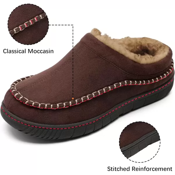 imageMIXIN Mens Slippers Indoor Outdoor Memory Foam Warm Fuzzy Fluffy Comfy House Shoes AntiSlip Moccasin SlippersBrown Padded