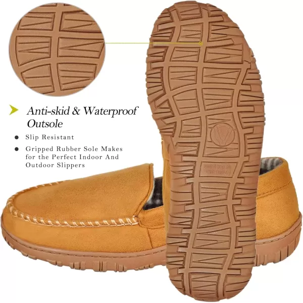 imageMIXIN Mens Slippers Moccasins Slippers for Men House Shoes with Warm and Cozy Memory Foam Hard Sole Mens Indoor Outdoor SlippersBeige