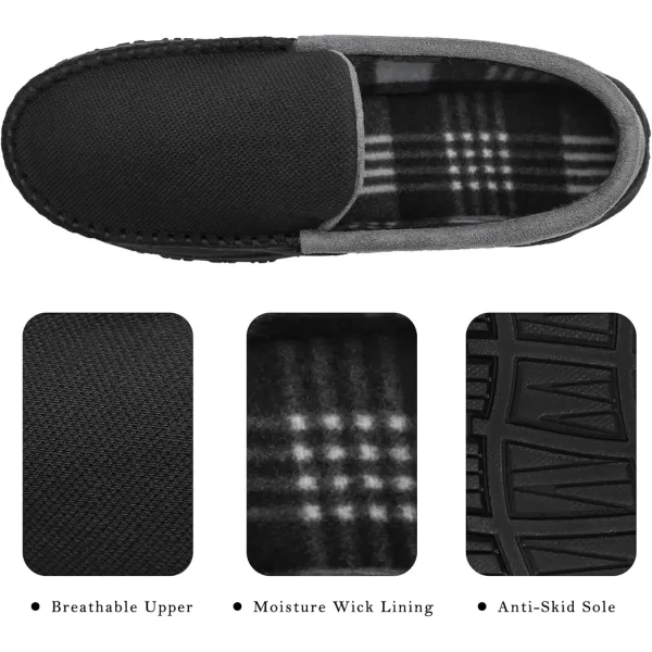 imageMIXIN Mens Slippers Moccasins Slippers for Men House Shoes with Warm and Cozy Memory Foam Hard Sole Mens Indoor Outdoor SlippersGrey Plaid