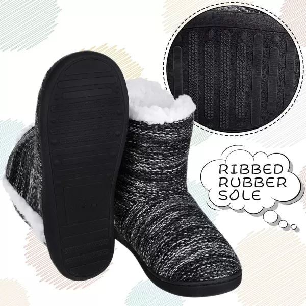 imageMIXIN Women Comfort Warm Fluffy Faux Fur Slipper Boots Soft Memory Foam Ankle Booties House Pull on Shoes AntiSlip Sole Indoor OutdoorBlack