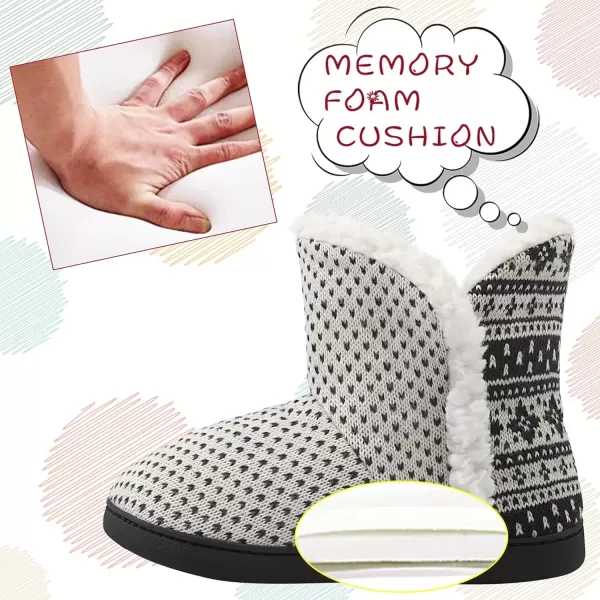 imageMIXIN Women Comfort Warm Fluffy Faux Fur Slipper Boots Soft Memory Foam Ankle Booties House Pull on Shoes AntiSlip Sole Indoor OutdoorOffwhite