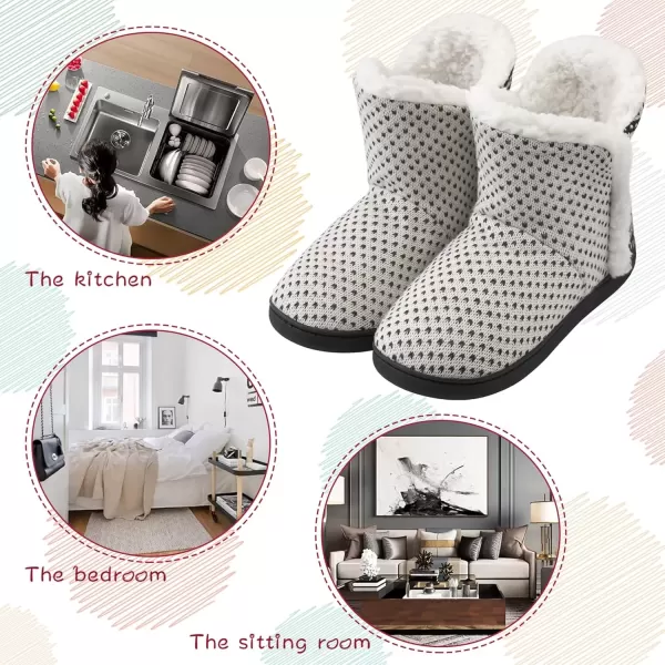imageMIXIN Women Comfort Warm Fluffy Faux Fur Slipper Boots Soft Memory Foam Ankle Booties House Pull on Shoes AntiSlip Sole Indoor OutdoorOffwhite
