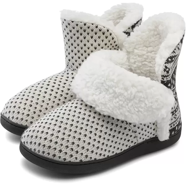 imageMIXIN Women Comfort Warm Fluffy Faux Fur Slipper Boots Soft Memory Foam Ankle Booties House Pull on Shoes AntiSlip Sole Indoor OutdoorOffwhite