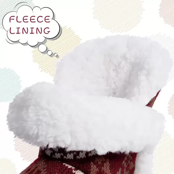 imageMIXIN Women Comfort Warm Fluffy Faux Fur Slipper Boots Soft Memory Foam Ankle Booties House Pull on Shoes AntiSlip Sole Indoor OutdoorRed