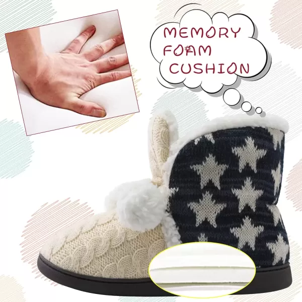 imageMIXIN Women Comfort Warm Fluffy Faux Fur Slipper Boots Soft Memory Foam Ankle Booties House Pull on Shoes AntiSlip Sole Indoor OutdoorStarbeige