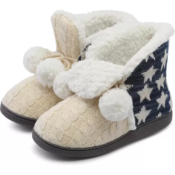 imageMIXIN Women Comfort Warm Fluffy Faux Fur Slipper Boots Soft Memory Foam Ankle Booties House Pull on Shoes AntiSlip Sole Indoor OutdoorStarbeige