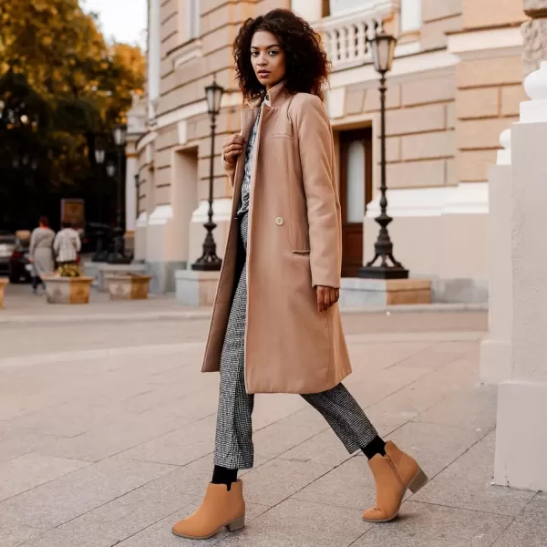 imageMIXIN Womens Chelsea Fashion Ankle Wedge Boots Classic Booties Chunky Heel Slip On Zipper ShoesBrown