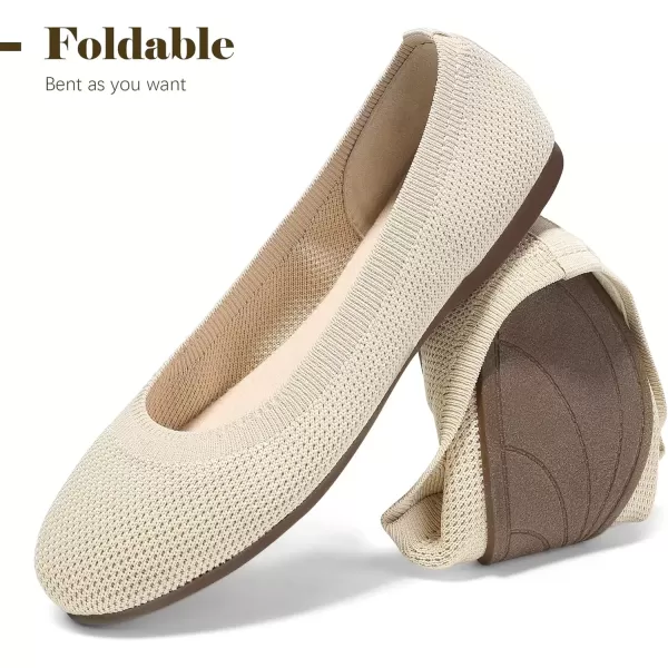 imageMIXIN Womens Flat Dress Shoes Womens OfficeWorking Knit Dress Shoes Round Toe Slip on Walking Shoes for WomenBeige