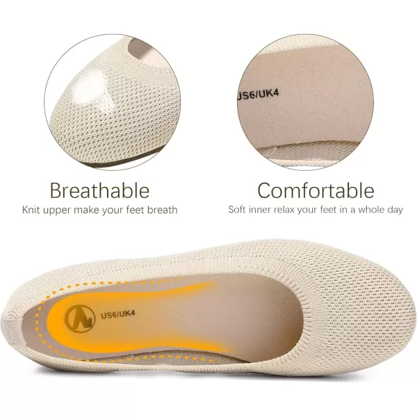 imageMIXIN Womens Flat Dress Shoes Womens OfficeWorking Knit Dress Shoes Round Toe Slip on Walking Shoes for WomenBeige