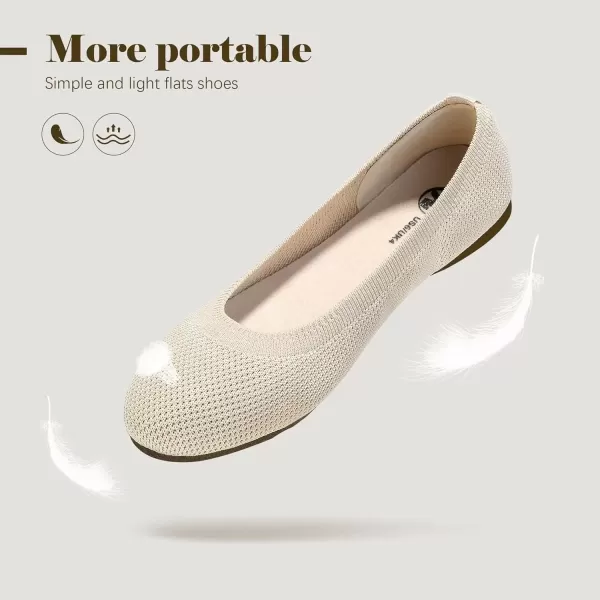 imageMIXIN Womens Flat Dress Shoes Womens OfficeWorking Knit Dress Shoes Round Toe Slip on Walking Shoes for WomenBeige