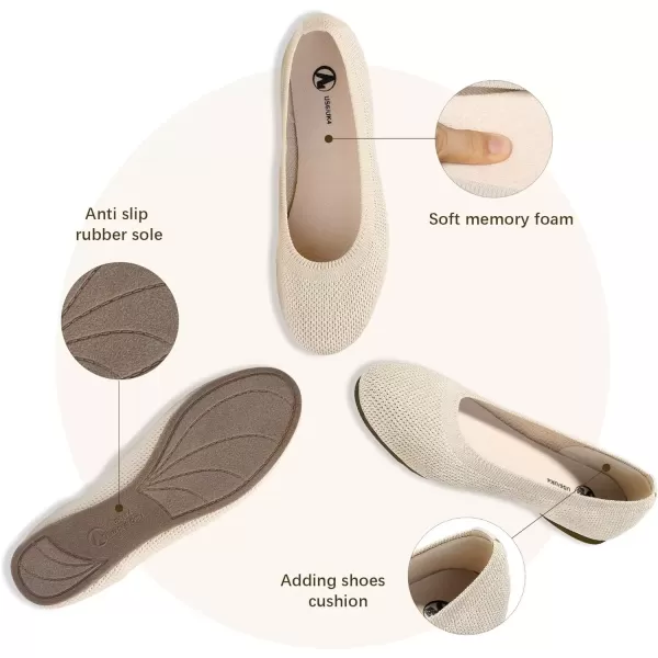 imageMIXIN Womens Flat Dress Shoes Womens OfficeWorking Knit Dress Shoes Round Toe Slip on Walking Shoes for WomenBeige