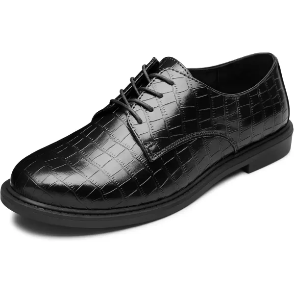 imageMIXIN Womens Oxfords Alligator Printed Wingtip Lace Up Business Formal Dress ShoesBlack