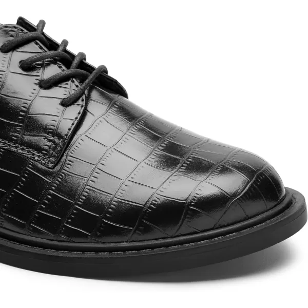 imageMIXIN Womens Oxfords Alligator Printed Wingtip Lace Up Business Formal Dress ShoesBlack