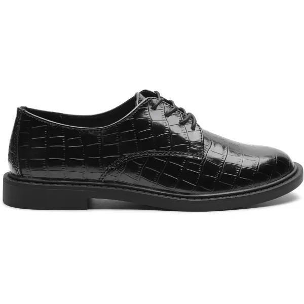 imageMIXIN Womens Oxfords Alligator Printed Wingtip Lace Up Business Formal Dress ShoesBlack