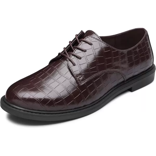 imageMIXIN Womens Oxfords Alligator Printed Wingtip Lace Up Business Formal Dress ShoesBrown