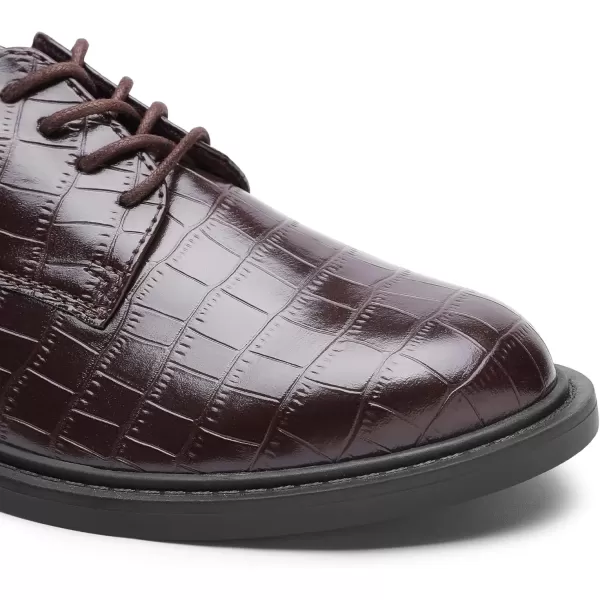 imageMIXIN Womens Oxfords Alligator Printed Wingtip Lace Up Business Formal Dress ShoesBrown