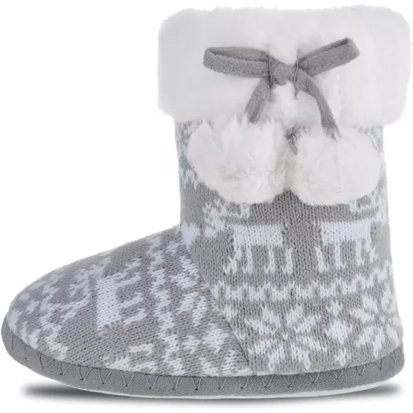 imageMIXIN Girls Slippers Boots Bedroom Bootie Shoes for Winter Warm AntiSlip Plush Slippers for Little KidGrey