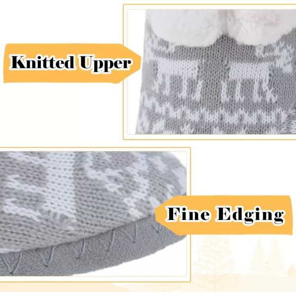 imageMIXIN Girls Slippers Boots Bedroom Bootie Shoes for Winter Warm AntiSlip Plush Slippers for Little KidGrey