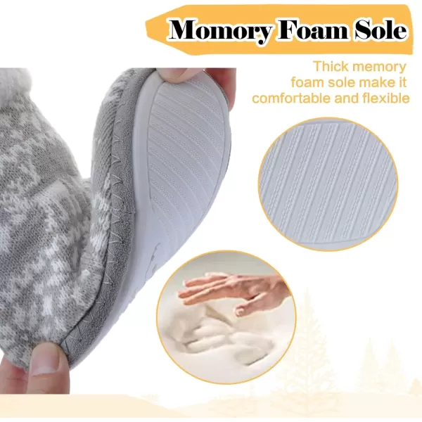 imageMIXIN Girls Slippers Boots Bedroom Bootie Shoes for Winter Warm AntiSlip Plush Slippers for Little KidGrey