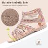 imageMIXIN Girls Gladiator Sandals Shimmer Strapped Summer Flat Open Toe Ankle Sandals with Heel Zipper for LittleBig Kids