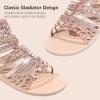 imageMIXIN Girls Gladiator Sandals Shimmer Strapped Summer Flat Open Toe Ankle Sandals with Heel Zipper for LittleBig Kids
