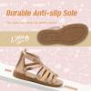 imageMIXIN Girls Sandals Strappy Gladiator Casual Flat Sandals with Heel Zipper Open Toe Breathable Summer Shoes for LittleBig Girls Gold 3 M