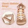 imageMIXIN Girls Sandals Strappy Gladiator Casual Flat Sandals with Heel Zipper Open Toe Breathable Summer Shoes for LittleBig Girls Gold 3 M