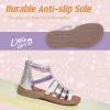 imageMIXIN Girls Sandals Strappy Gladiator Casual Flat Sandals with Heel Zipper Open Toe Breathable Summer Shoes for LittleBig Girls Multicoloured 3 M
