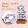 imageMIXIN Girls Sandals Strappy Gladiator Casual Flat Sandals with Heel Zipper Open Toe Breathable Summer Shoes for LittleBig Girls Multicoloured 3 M