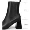 imageMIXIN Womens Chelsea Ankle Boots Fashion Tall Shaft Low Chunky Block Heel Pointed Toe Fall Winter Heeled Booties ShoesBlack