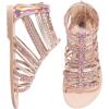 imageMIXIN Girls Gladiator Sandals Shimmer Strapped Summer Flat Open Toe Ankle Sandals with Heel Zipper for LittleBig Kids