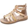 imageMIXIN Girls Sandals Strappy Gladiator Casual Flat Sandals with Heel Zipper Open Toe Breathable Summer Shoes for LittleBig Girls Gold 3 M