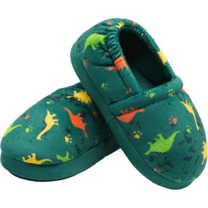 imageMIXIN Boys Slippers Indoor House Slippers Bedroom Dinosaur Soft Warm Boys House Shoes with Memory FoamGreen